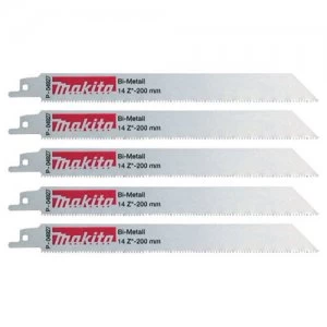 image of Makita Specialized Reciprocating Saw Blades 200mm Pack of 5