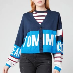 Image of Tommy Jeans Womens TJW Branded Cardigan - Gulf Coast Blue/Multi - L