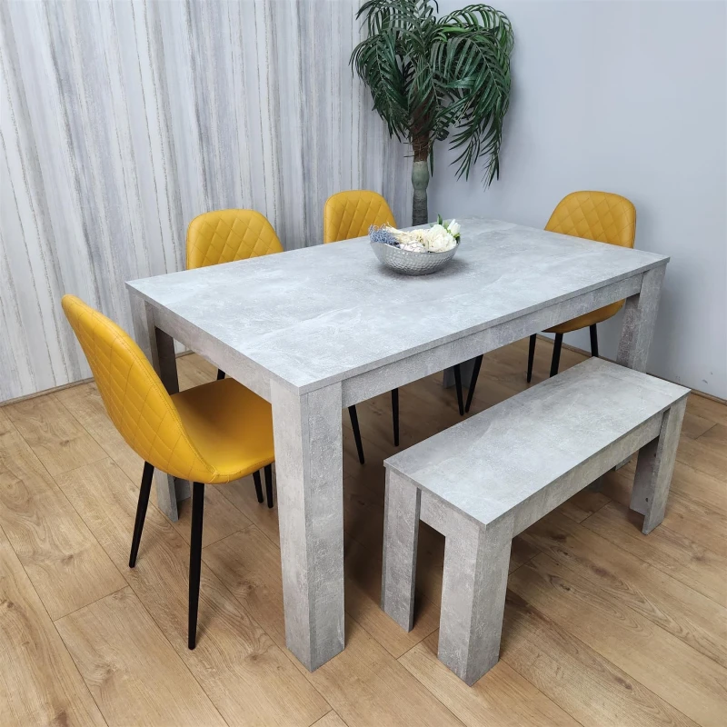 Image of KOSY KOALA Kosy Koala Dining Table Set with 4 Chairs and a Bench Dining Room and Kitchen table set of 4 Grey unisex