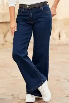Image of Wide-Leg Stretch Jeans 29" (74cm) inside leg
