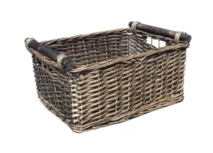 Image of Kitchen Log Fireplace Wicker Storage Basket With Handles Xmas Empty Hamper Basket White,Extra Large 51 x 41 x 22 cm