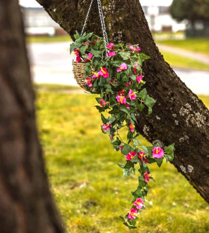 Image of Marco Paul Artificial Purple Flower Hanging Basket Garden