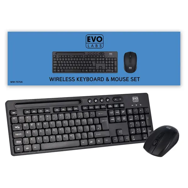 image of Evo Labs Evo Labs WM-757UK Wireless Keyboard and Mouse Combo Set KEEVO-WM757UK