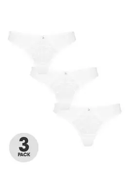 Image of Ann Summers Knickers Sexy Lace Planet 3 Piece Thong, White, Size 14, Women