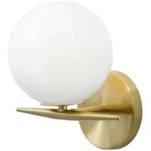 image of Netlighting Merano Davie Wall Lamp Brass Metal White Glossy Glass LED E14