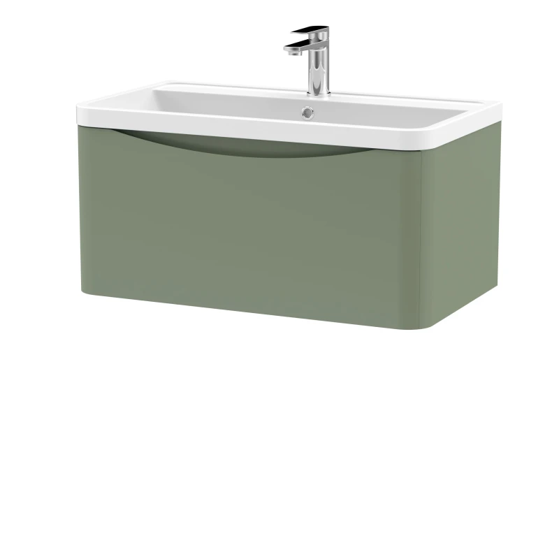 Image of Balterley Wall Hung 1 Drawer Vanity Basin Unit Polymarble Basin Green 800mm Green