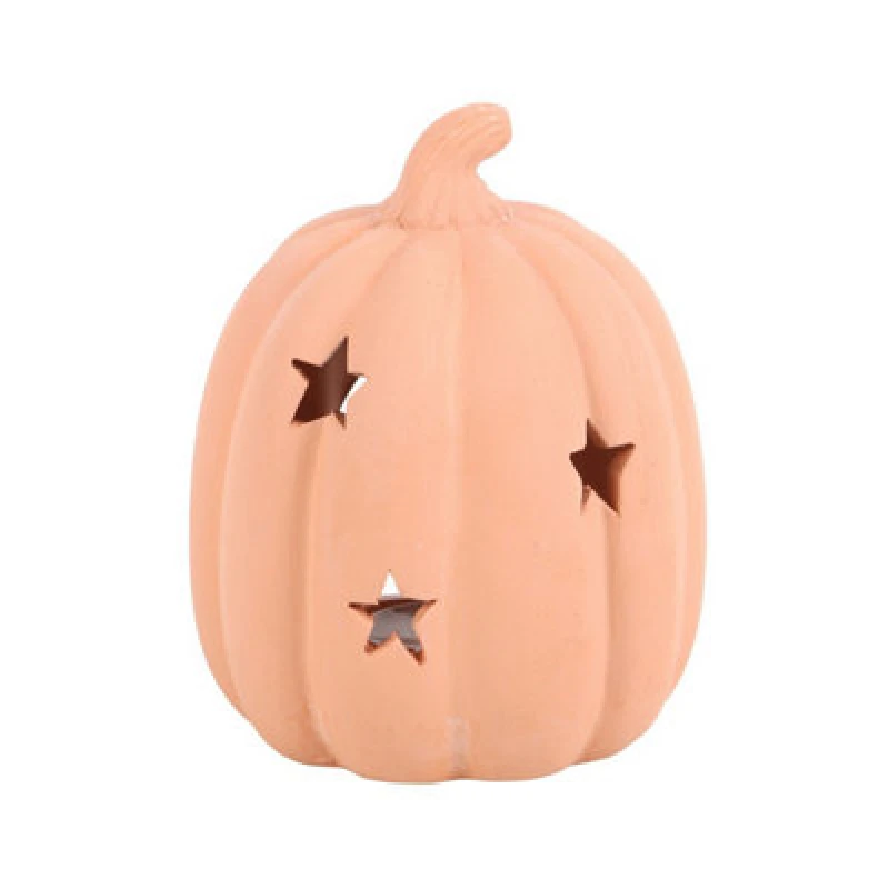 Image of Something Different Something Different Terracotta Pumpkin Halloween Tea Light Holder in Orange Orange One Size Unisex 5063527834195