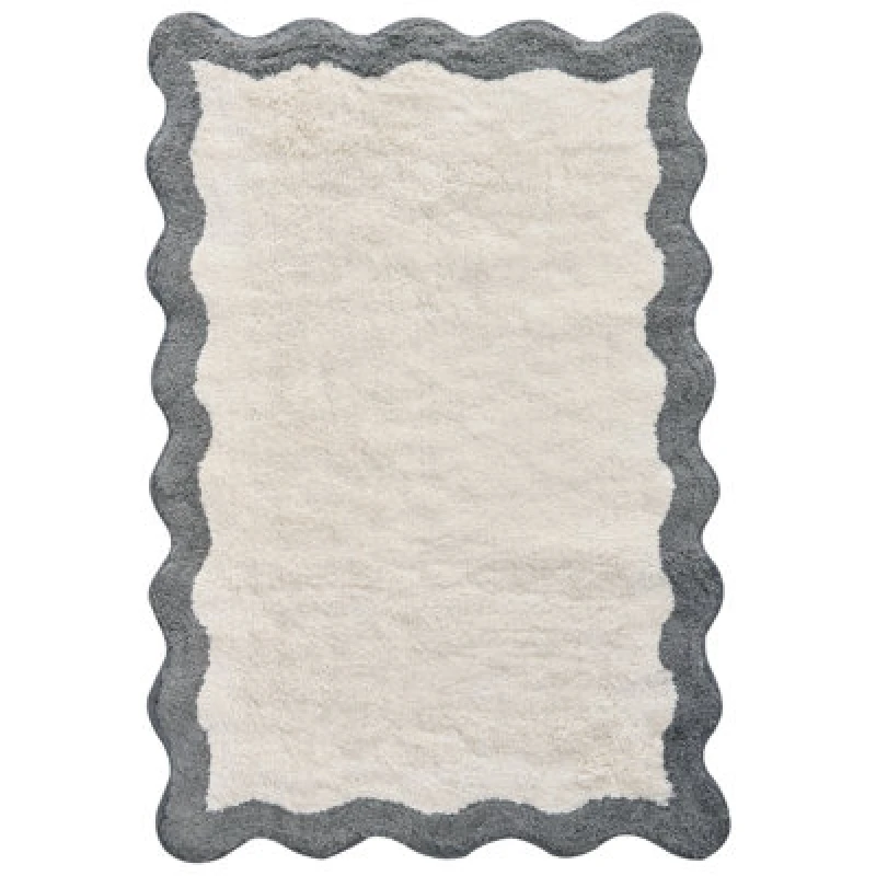 Image of Beliani Bath Mat Nangal Grey/ Beige 60 X 90 Cm Cotton
