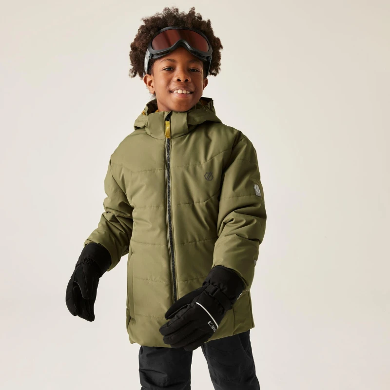 Image of Dare 2b Unisex Kids Explorer Recycled Polyester Ski Insulated Waterproof Jacket Olive Green unisex 3-4yrs