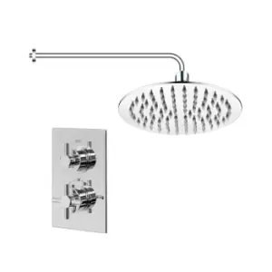 Image of Concealed Thermostatic Mixer Shower with Slim Wall Mounted Shower Head - EcoStyle