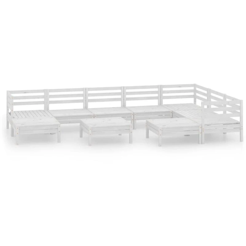 Image of VIDAXL 10 Piece Garden Lounge Set Solid Wood Pine White Vidaxl 8720286687857