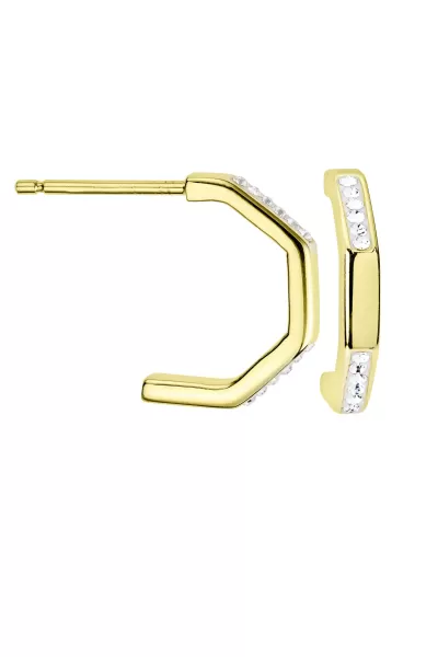 Image of Sterling Silver Gold Plated Crystal Hexagon Stud Earrings