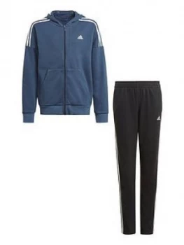 Adidas Boys Junior Cotton Tracksuit - Navy/Black