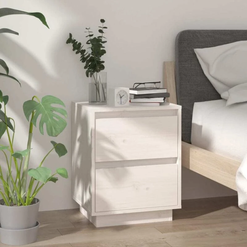 Image of VIDAXL Bedside Cabinet White 40x35x50cm Solid Wood Pine Vidaxl 8720286840146