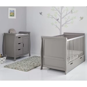 image of Obaby Stamford Classic Sleigh 2 Piece Room Set - Taupe Grey