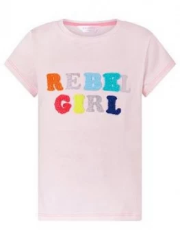 Image of Accessorize Girls Rebel Girl T Shirt - Pink, Size Age: 9-10 Years, Women