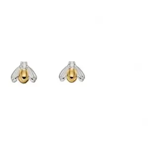 Image of Elements Silver Mixed Yellow Plate And Plain Silver Bug Earrings E5682