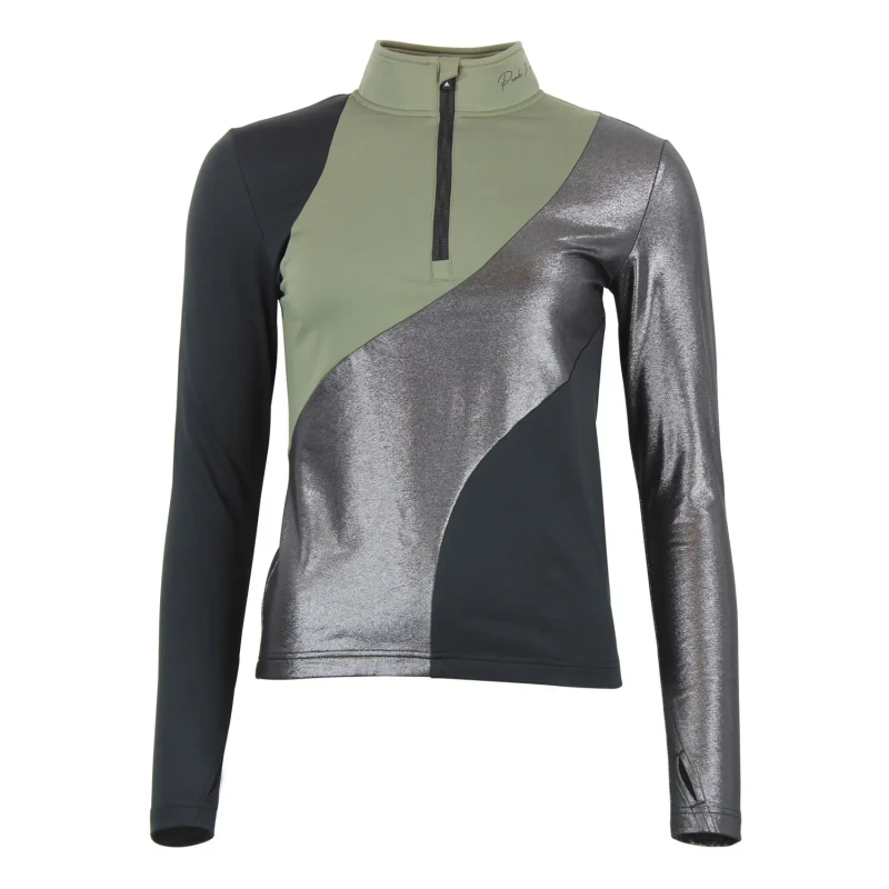 Image of Womens long sleeve zip-up base layer Peak Mountain Aramis Vert Female L