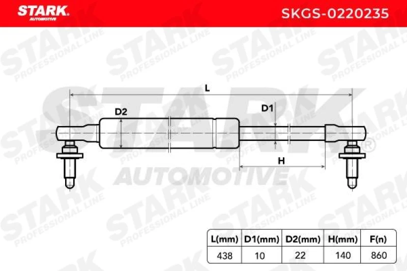 Image of STARK SKGS-0220235 Tailgate strut Rear Steel Gas Spring,boot (219)