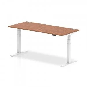 Image of Trexus Sit Stand Desk With Cable Ports White Legs 1800x800mm Walnut