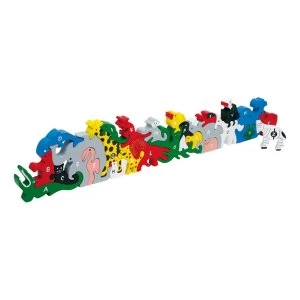 Image of Legler - Small Foot Animal Letters and Numbers Wooden Plug Puzzle Kid's Toy (Multi-colour)