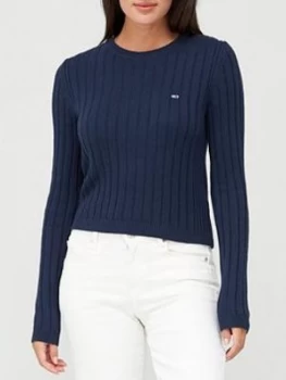 Image of Tommy Jeans Regular Rib Sweater - Navy