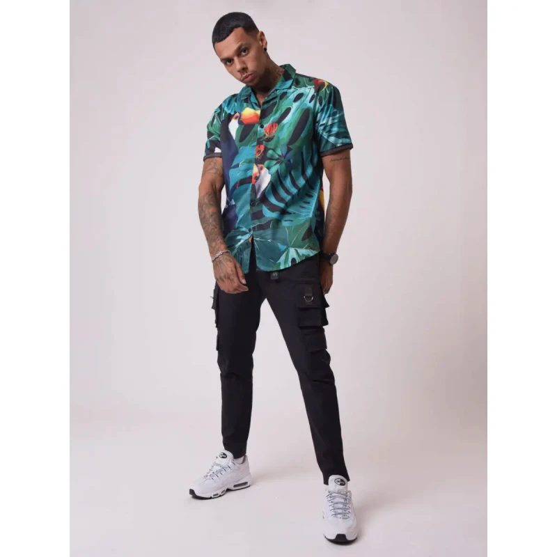 Image of Project X Paris Short sleeve tropical shirt Project X Paris Noir Male S