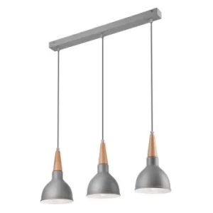Image of Francesca Bar Pendant Ceiling Light Silver, 3x E27