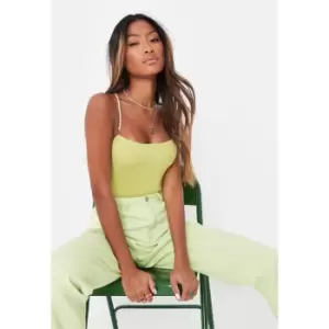 Missguided Pearl Strap Bodysuit - Green