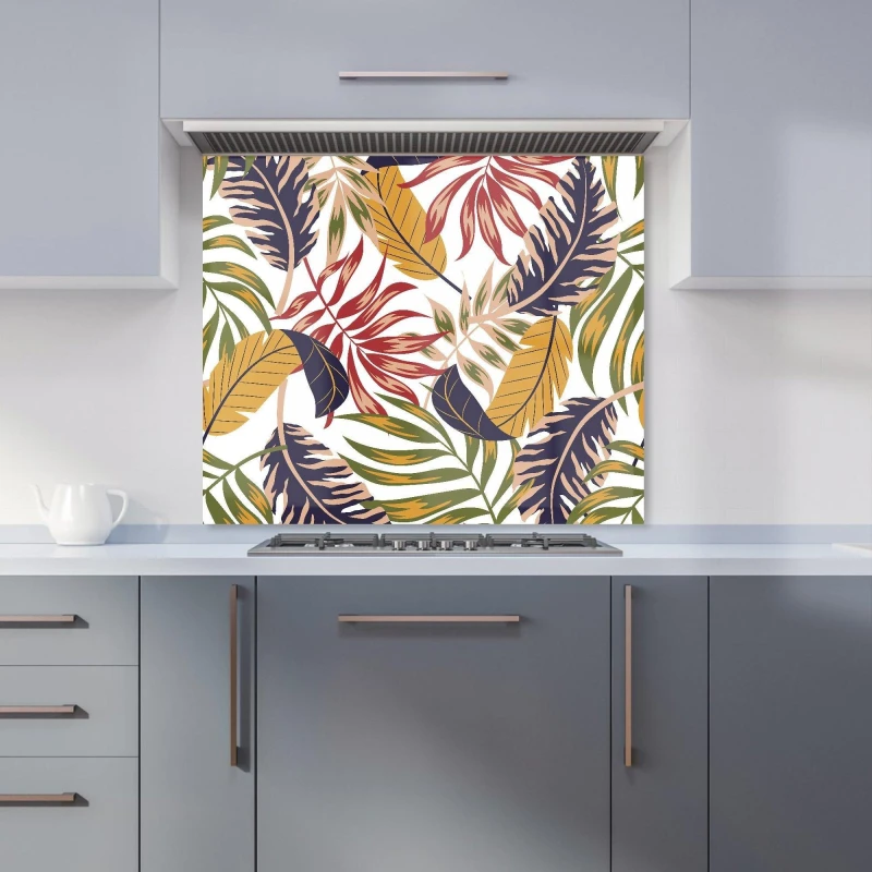 Image of Warren Reed - Designer Hawaiian Style Jungle Leaves Kitchen Splashback in Brown Size: 600mm x 750mm Brown Unisex 600mm x 750mm