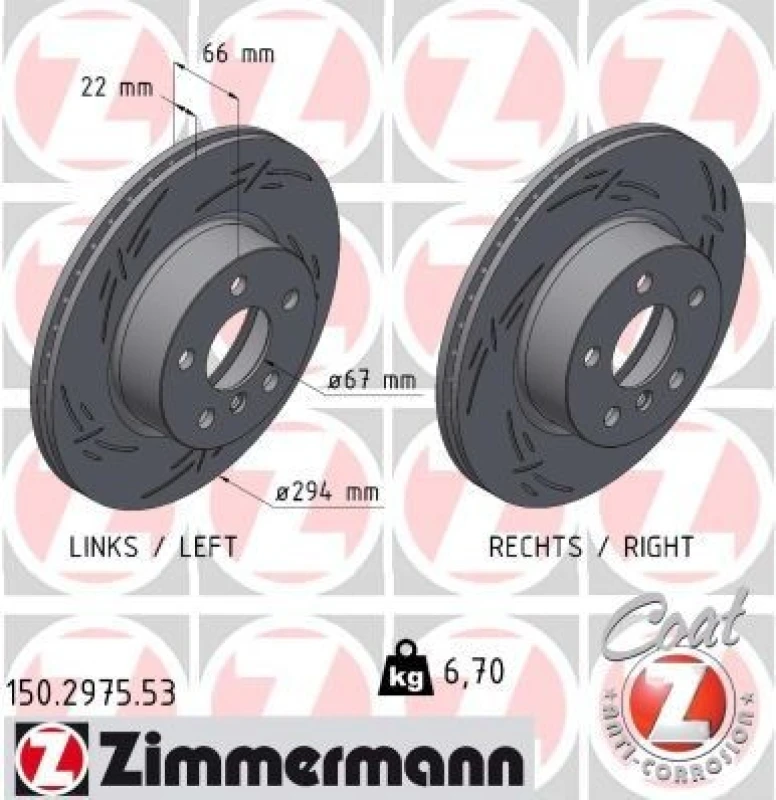 Image of ZIMMERMANN Brake disc ZIMMERMANN 150.2975.53