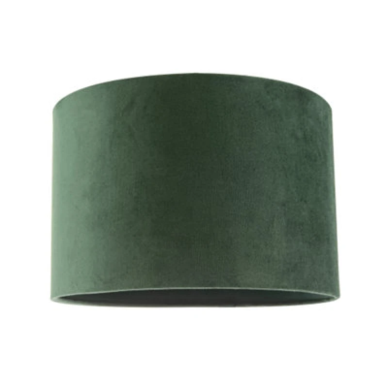 Image of Happy Homewares Soft Velvet Forest Green Fabric Round Lamp Shade For Table Or Pendant