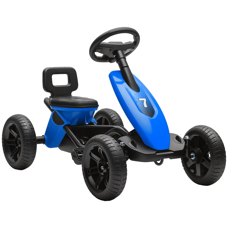 Image of AIYAPLAY Pedal Go-Kart for Kids with Silent EVA Wheels, Metal Frame, Yellow, Yellow 370-397V00YL