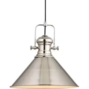 image of Minimalistic Light Ceiling Pendant Fitting - Polished Nickel & White Inner Shade