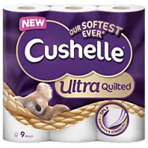 image of Cushelle Toilet Rolls Quilted 3 Ply 157 Sheets Pack of 9