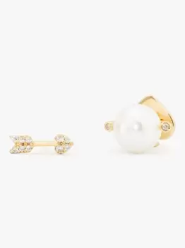 Image of Love Game Arrow Asymmetrical Studs - Cream/Gold - One Size