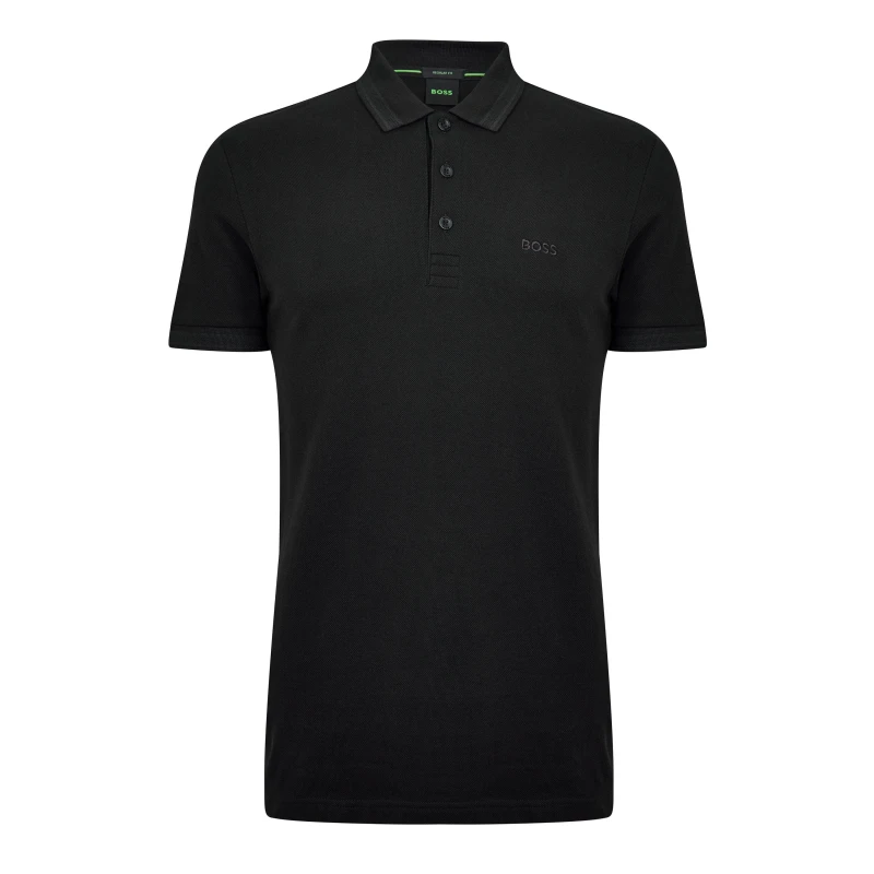Image of Boss Mens HBG Paddy Polo Shirt with Contrast Tipping Black 009 male L