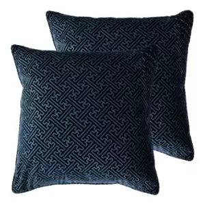 image of Paoletti Florence Polyester Filled Cushions Twin Pack Navy