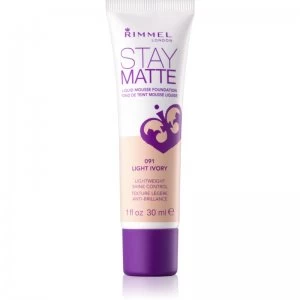 image of Rimmel Stay Matte Mousse Foundation Shade 091 Light Ivory 30ml