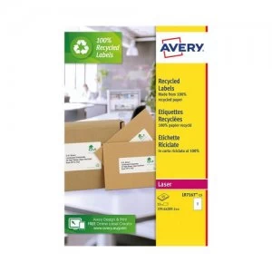 image of Avery Recycled Parcel Labels 1 Per Sheet White Pack of 15 LR7167-15