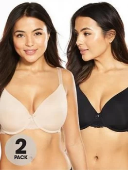 DORINA 2 Pack Adele T-Shirt Bra - Black/Nude, Black/Nude, Size 32, Women