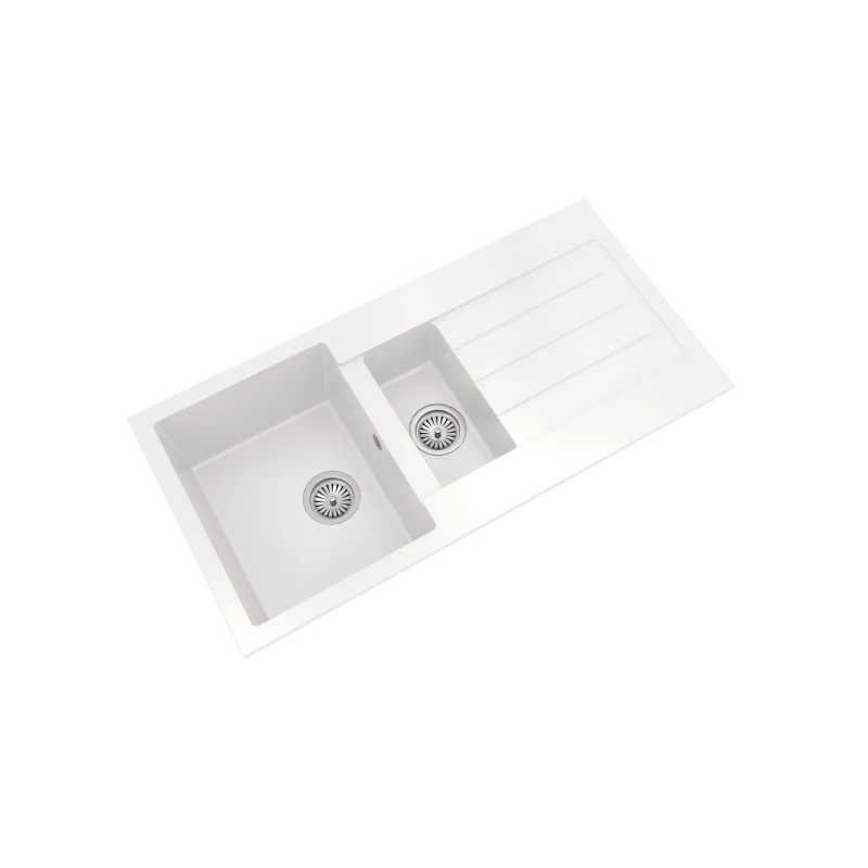Image of Balterley 1.5 Bowl Composite Inset Sink Overflow Drainer Matt White 1000x500mm White