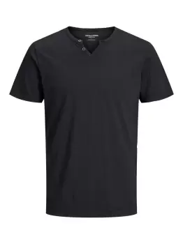 image of JACK & JONES Split Neck T-Shirt Men Black