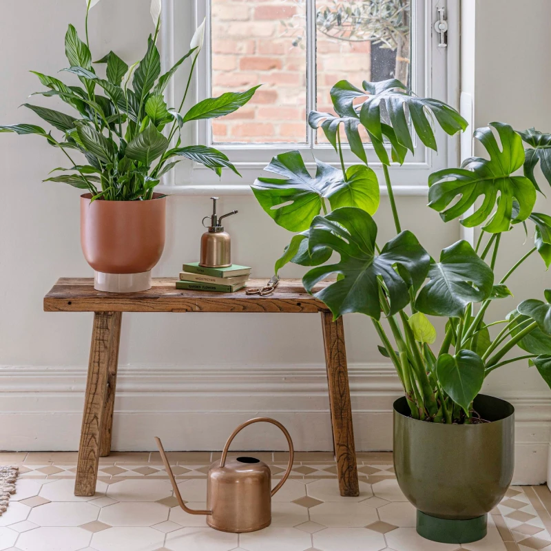 Image of Ivyline Ivyline Indoor Austin Dual Green Metal Planters Set of 2 *extra large* Green