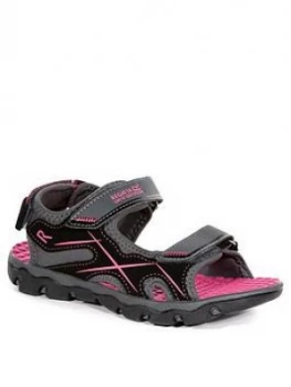 Regatta Childrens Kota Drift Sandals - Grey/Black/Pink, Grey/Black/Pink, Size 11