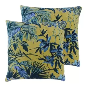 image of Paoletti Amazon Jungle Twin Pack Polyester Filled Cushions Teal