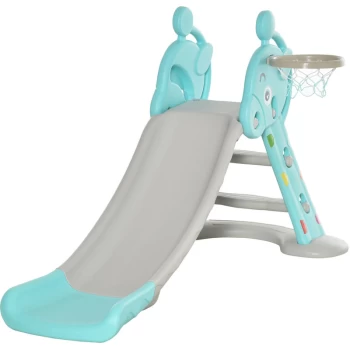 2 in 1 Kids Slide with Basketball Hoop 18 months -4 Years Old Deer Blue - Homcom