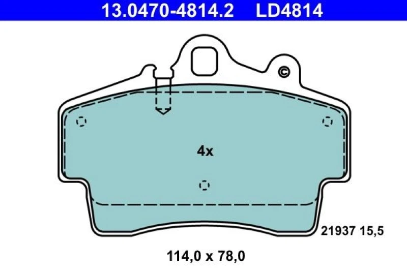 Image of ATE 13.0470-4814.2 Brake pad set excl. wear warning contact Brake Pad Set,disc brake (402)