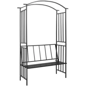 Image of Vidaxl - Garden Arch with Bench Black 128x50x207cm Iron Black