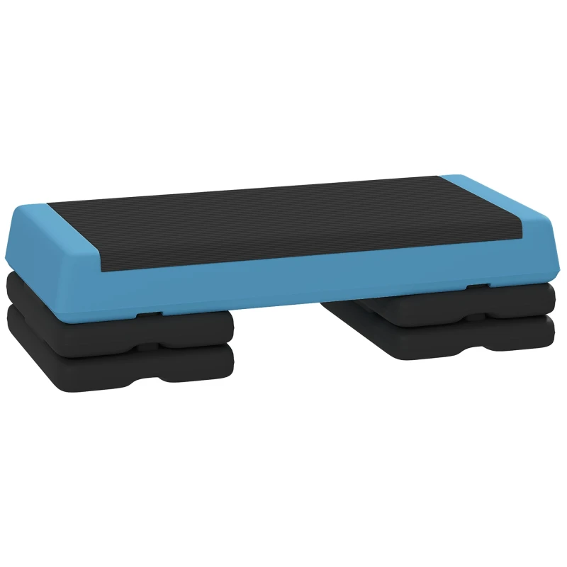 Image of SPORTNOW Aerobic Step, 10.5/15.5/20.5cm Exercise Stepper for Home Blue